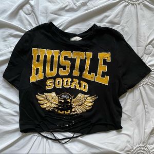 Black cropped graphic t (Size S)